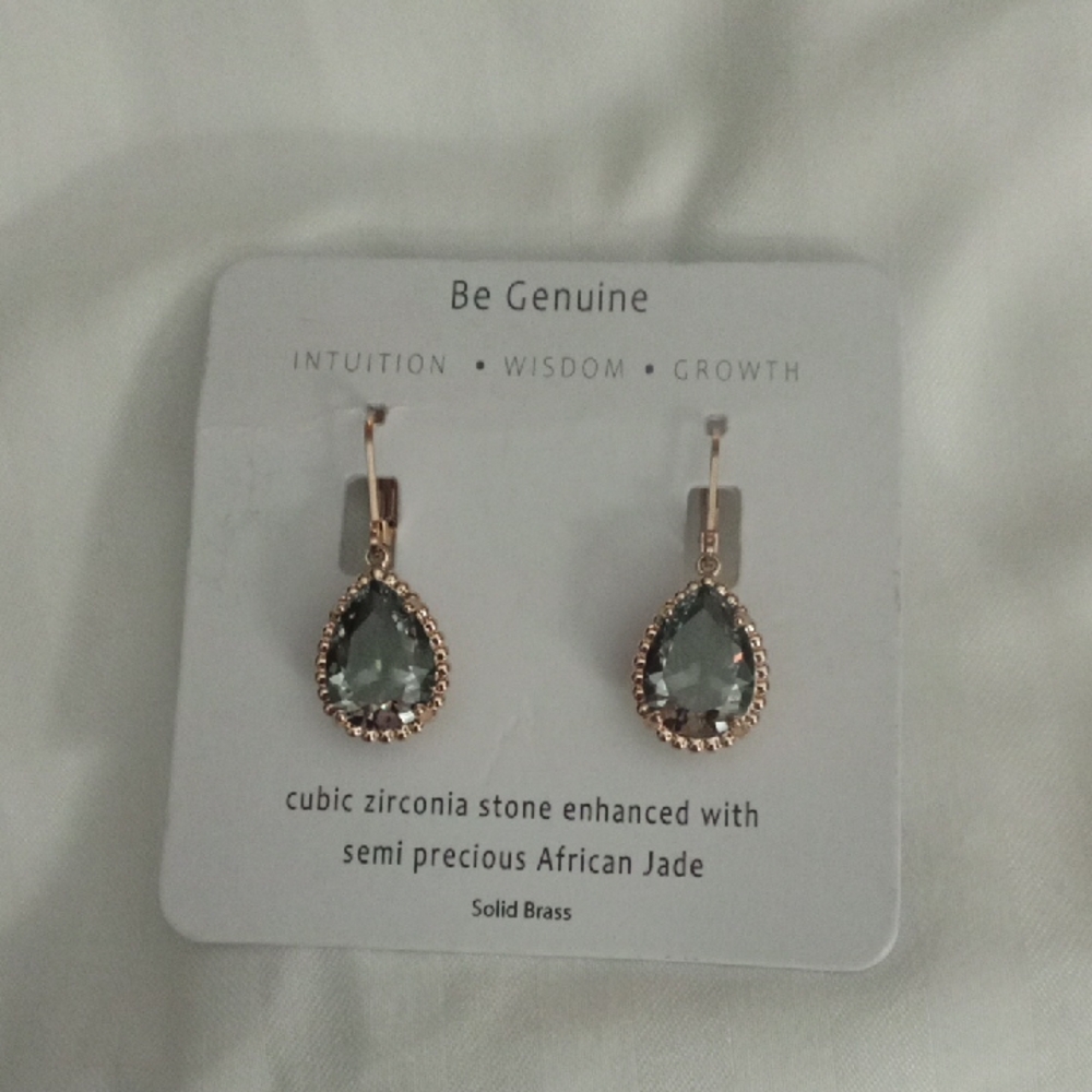 African Jade Earrings - Green